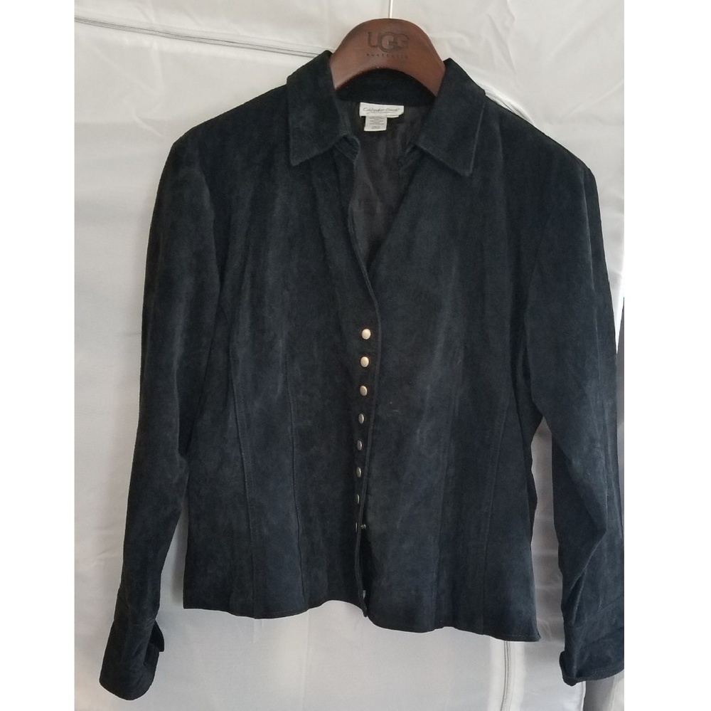 Black genuine suede jacket with buttons